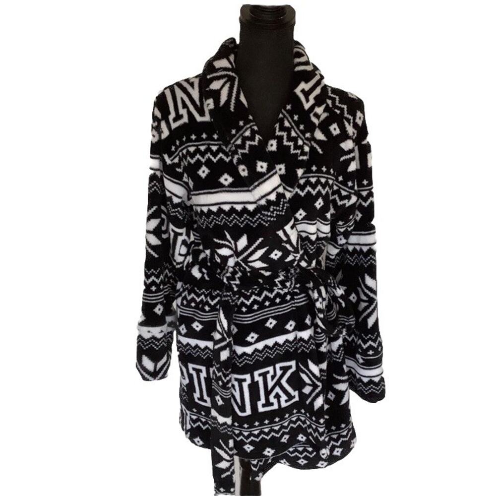 PINK VICTORIA'S SECRET LADIES ROBE SZ. XS/S - BLACK & WHITE